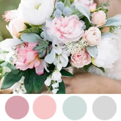 Pink, Blush, Mint and Gray Wedding Color Palette