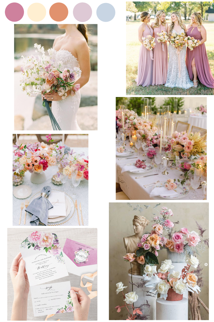 Beautiful Pink, Champagne and Peach Wedding Color Palette 