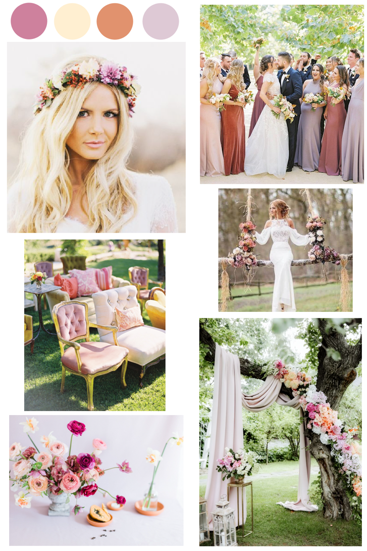 Beautiful Pink, Champagne and Peach Wedding Color Palette 