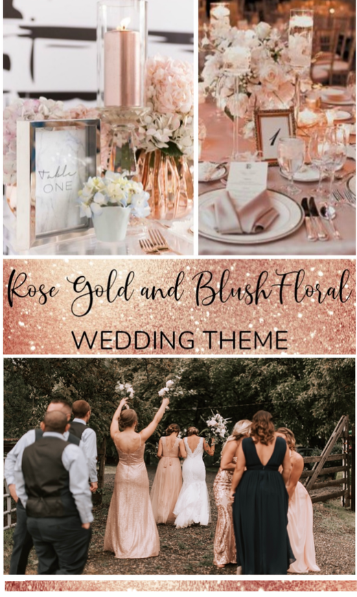 Rose Gold wedding color palette inspiration board