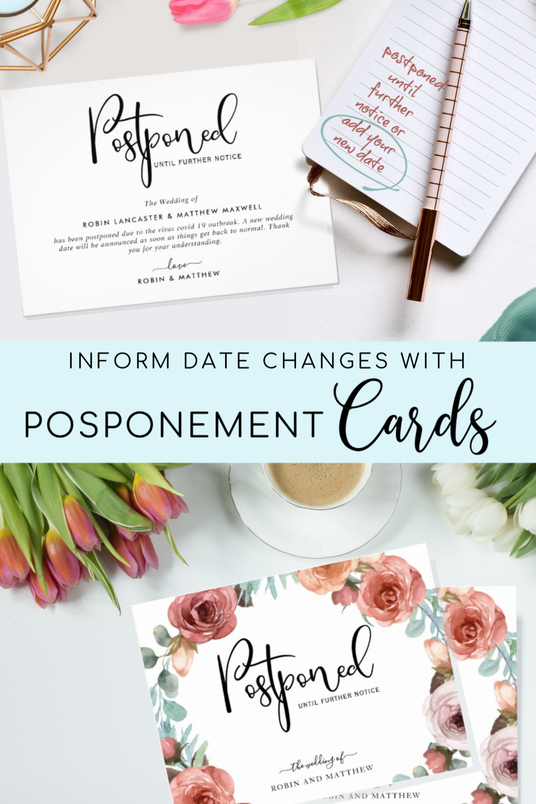 Postponement Cards for weddings and other events 
