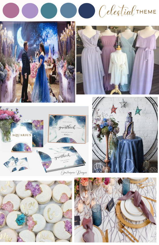 Purple and blue Celestial Wedding ideas