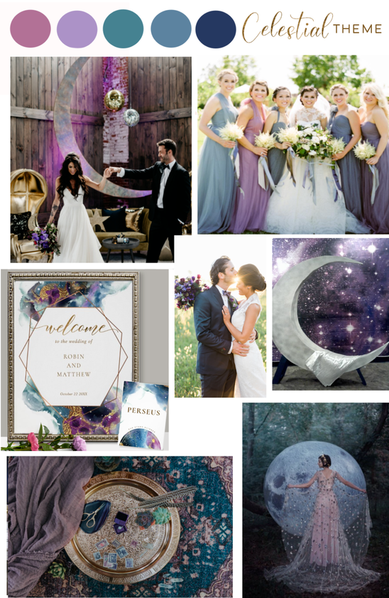 Purple and blue Celestial Wedding theme inspiration