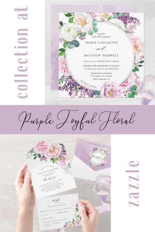 lavender, lilac, cream and mauve wedding invitation suite
