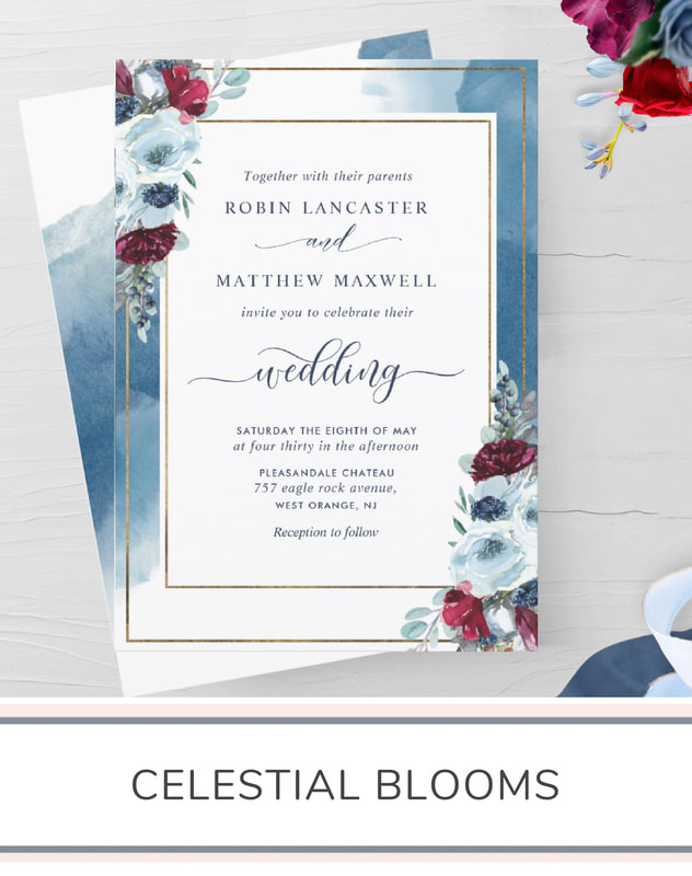 Celestial Blooms Wedding Invitation Suite