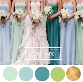 Turquoise, Dusty Blue, Mint, Green and Gold Wedding Color palette  
