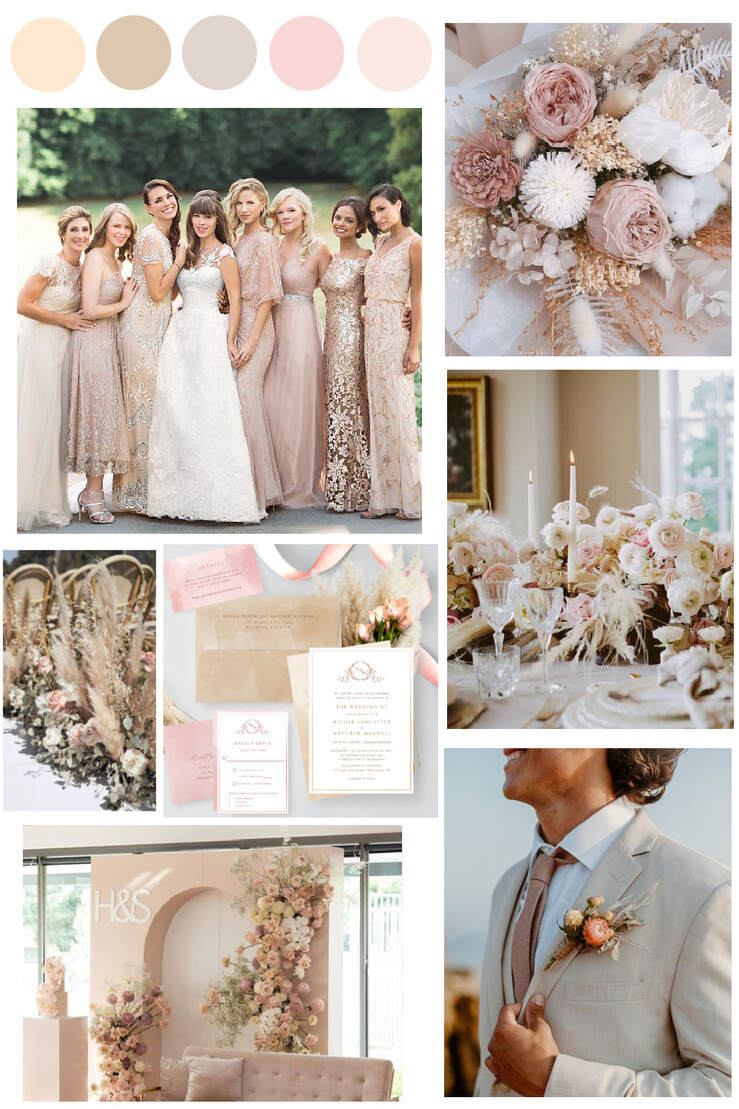 Elegant Blush Pink, Beige and Taupe Wedding Color Theme