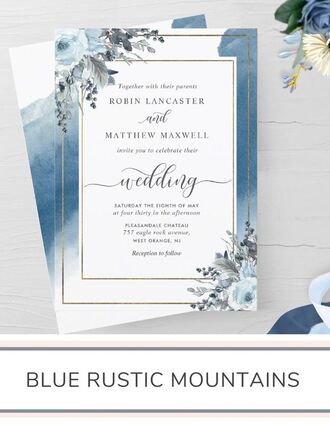 Rustic Blue Mountains Wedding Invitation Suite