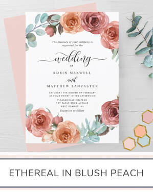 Ethereal in Blush Peach Floral Wedding Invitation Suite