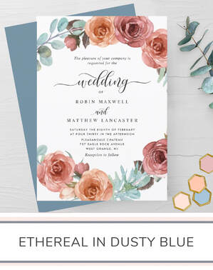 Ethereal in Dusty Blue Wedding Invitation Suite