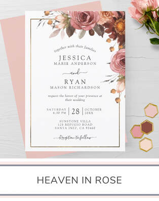 Heaven In Rose Wedding Invitation Suite