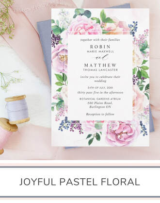 Joyful Pastel Floral Wedding Invitation Suite