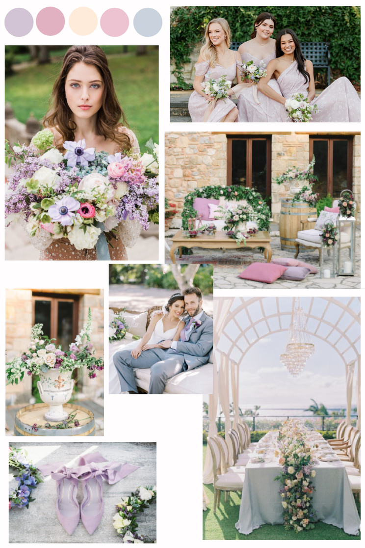 Elegant Lavender, Lilac, Cream and Mauve Wedding Color Palette