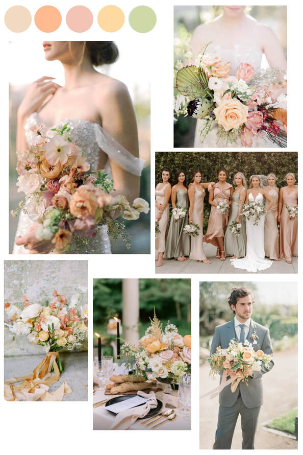 Peach, cream and green wedding ideas and inspiration