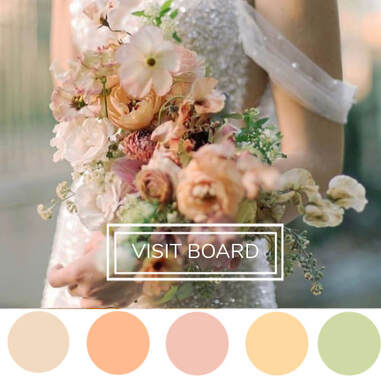 Elegant Peach, cream, blush, yellow and green wedding color palette