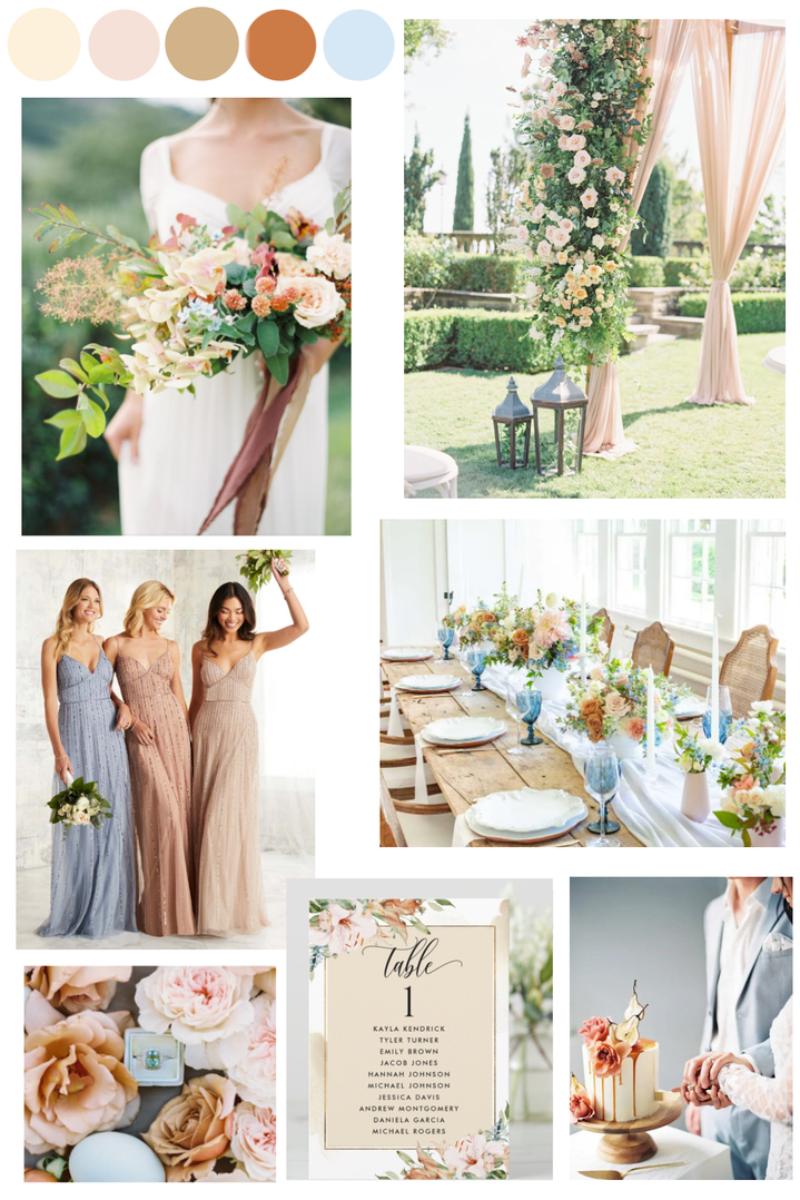 Beautiful neutral tone with earth tones Wedding color palette