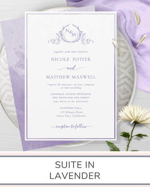 Lavender Monogram Wedding Invitation Suite
