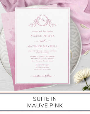 Mauve Pink Monogram Wedding Invitation Suite