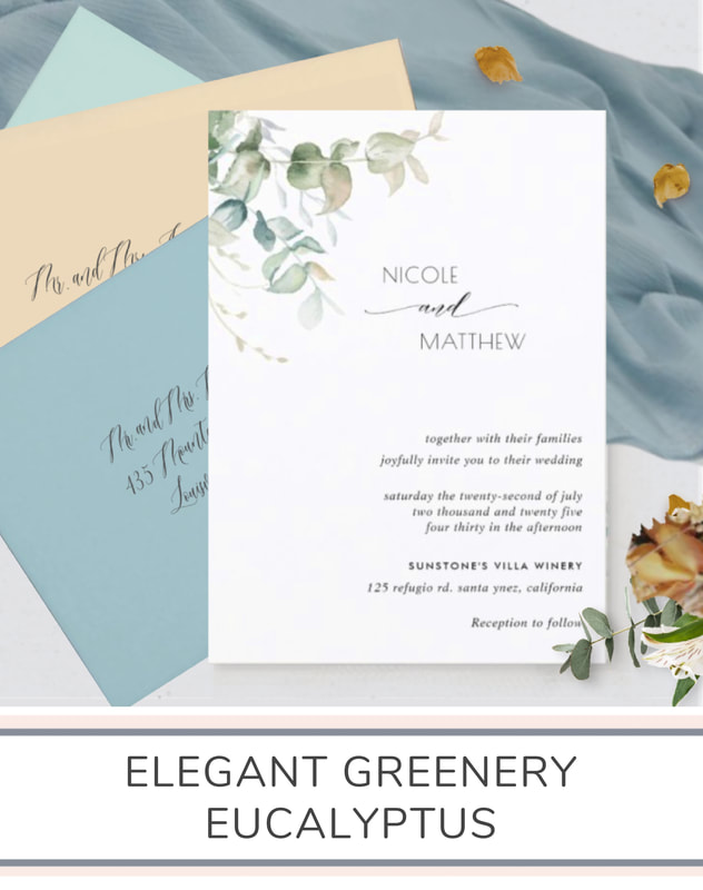Elegant Watercolor Greenery Wedding Invitation Suite