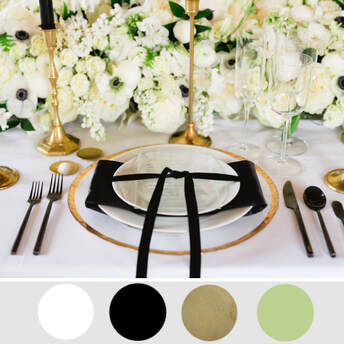 white and black wedding color palette