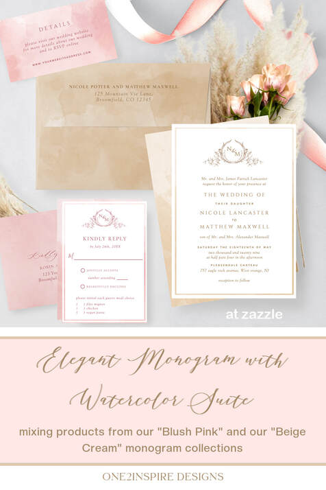 Elegant Blush Pink and Beige Wedding Invitation Suite