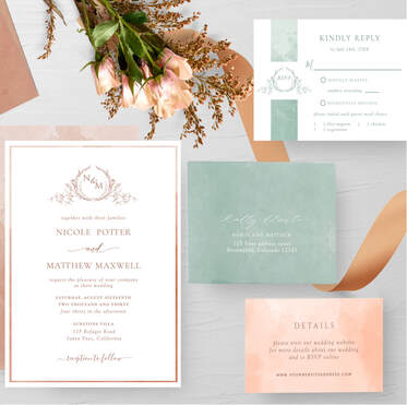 Terracotta and Sage Green Wedding Invitation Suite