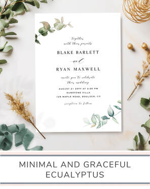 Elegant and Minimal Eucalyptus Greenery Wedding Invitation Suite