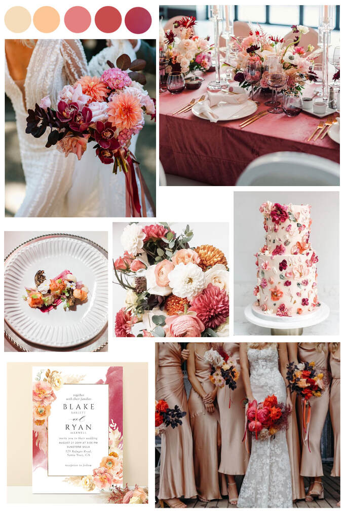 Cream , Peach, Blush and Burgundy Wedding Theme