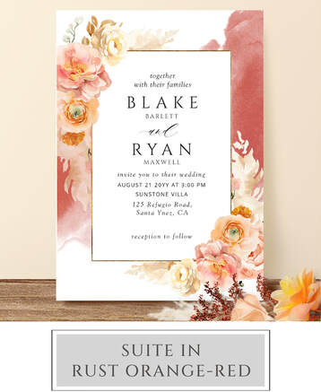 Elegant Rust Wedding Invitation Suite 