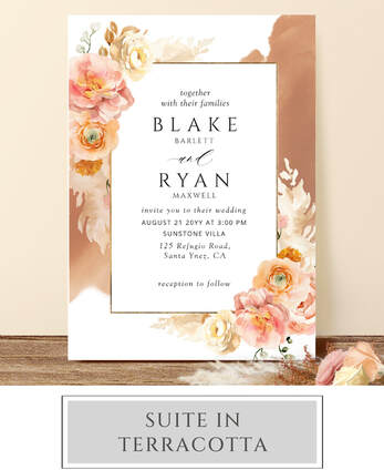 Elegant Terracotta and Peach Wedding Invitation Suite