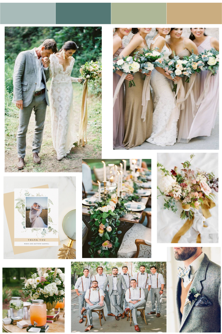 Gray, Sage, Green and Beige Wedding Color Palette