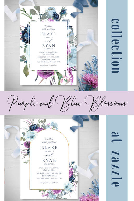 Purple and Blue Wedding Invitation Suite Collection