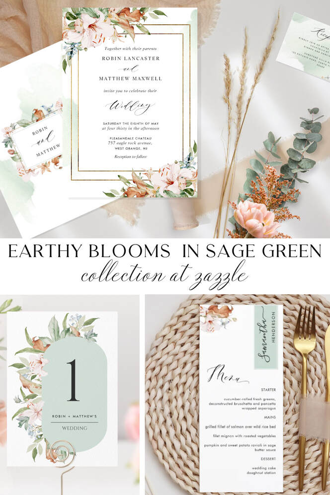 Sage green Wedding invitation Suite